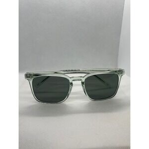 Shwood Eyewear Hamilton Sunglasses Clear Sage Green Square Frame Dark Grey Lens